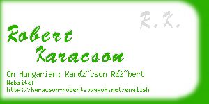 robert karacson business card